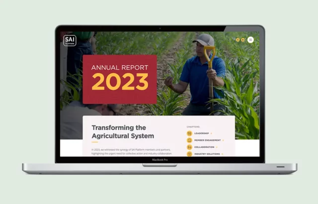 2023 Annual Report Microsite on a laptop